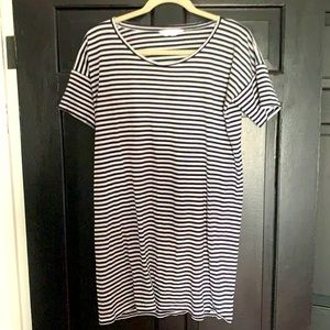 Everlane Box Tshirt Dress Size Small Navy Stripe